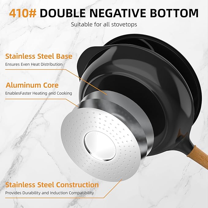 Nonstick Frying Pan with Lid ,10 Inch Deep Fry Pan, Toxin-Free Ceramic Cookware Skillets, Healthy Non Toxic Saute Pan with Helper Handle,Wabi-Sabi Style Fry Pan Compatible with All Stovetops