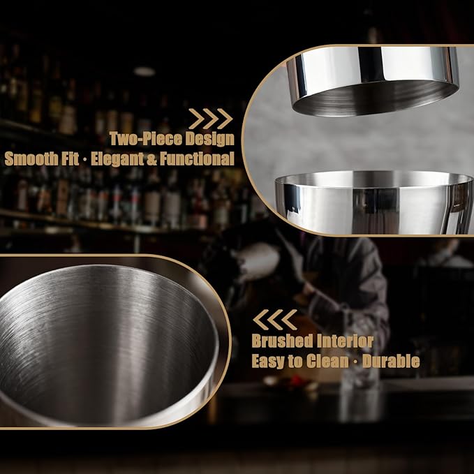 Cocktail Shaker, Martini Shaker, 24oz Stainless Steel, Leakproof Alcohol Bartending, Mirror Finish, Drink Shaker for Cocktails, Christmas Gifts for Men（Silver）