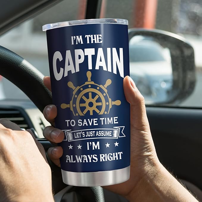 Gifts for Boat Owners, Boat Stuff Accessories Gift for Men, Christmas Captain Boater Gifts Tumbler 20Oz, Boating Captain Gift for Men