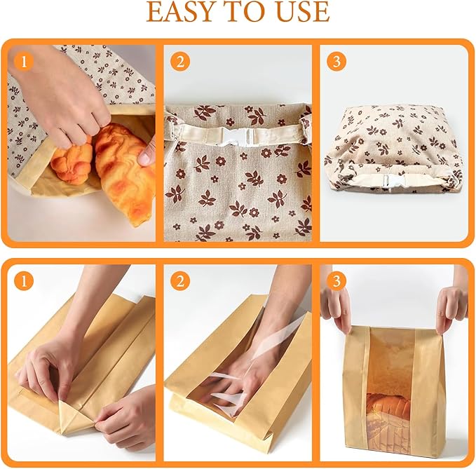 2 Pack Reusable Beeswax Bread Bags for Sourdough,Cotton Beeswax Bag with 10 Pcs Bread Bags for Homemade Bread,Storage Bags for Bread Cookies & Snacks Preservation,Freezer-Safe,Keeping Fresh