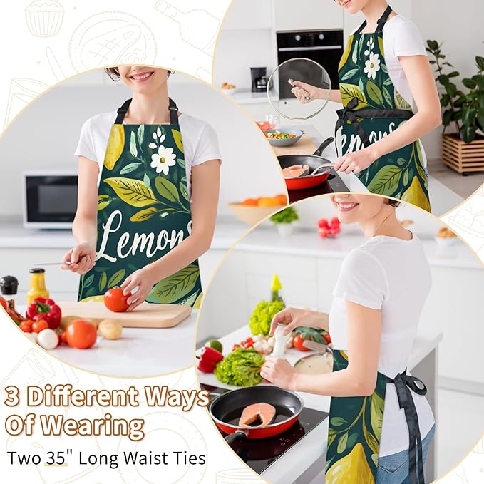 Kitchen Apron with Pockets,Adjustable Aprons for Women Men,Waterproof Chef Aprons for Cooking,BBQ,Gardening