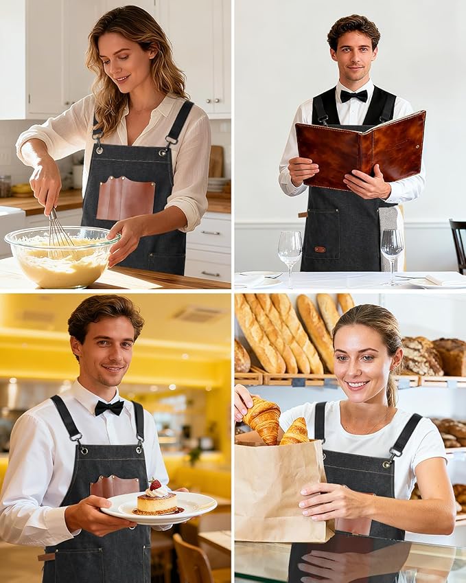 Kitchen Apron - 3 Large Pockets, Cross Back Apron With Adjustable Straps, Cooking Kitchen Chef Apron For Women And Men, Wear-Resistant & Easy To Clean.