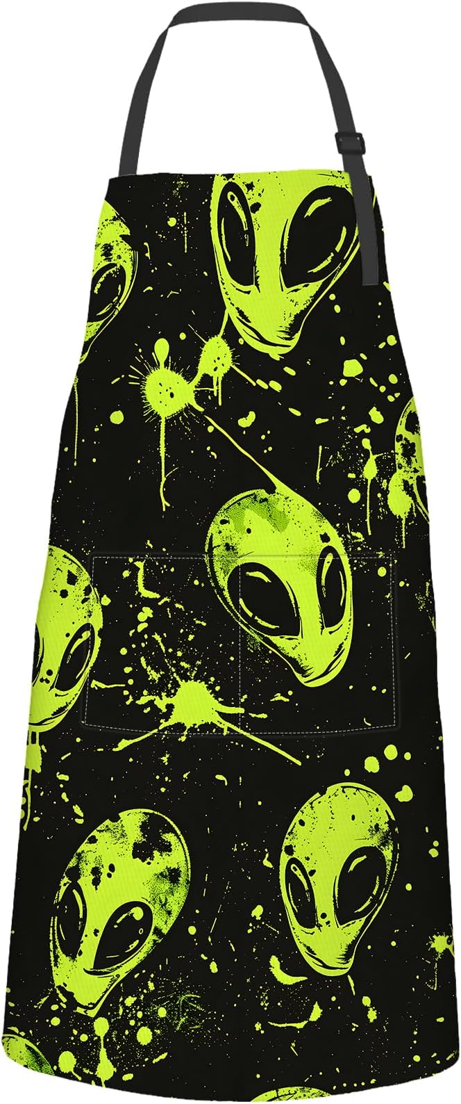 Green Alien Apron,Oxford Fabric Adjustable Kitchen Apron with 2 Pockets,Waterproof Cooking Aprons for Men Women Mom Wife Dad,Ideal Gifts for Coffee House,Shop,Baking,BBQ,Housewarming,28x33in