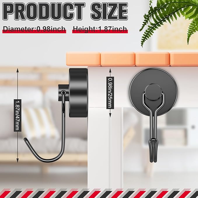 FINDMAG 60LB+ Swivel Swing Magnetic Hooks, 4 Pack Heavy Duty Neodymium Magnet Hooks, Strong Magnetic Hooks for Indoor and Outdoor Hanging