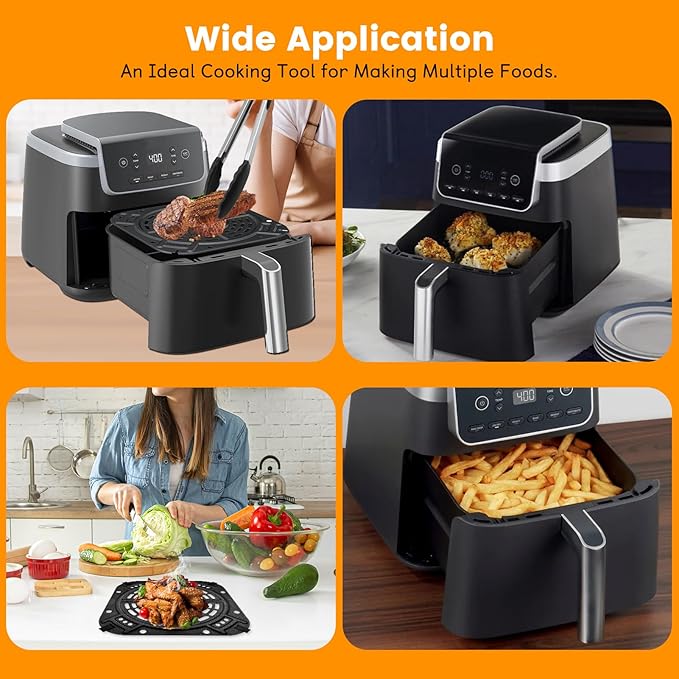 GCQ Air fryer Accessories for Ninja 5QT 4 in 1 Pro AF141, 8.5''×8.5'' Air Fryer Grill Pan Grill Plate Crisper Plate Replacement Parts Tray Rack for Ninja 5QT 5 in 1 Air Fry Max AF142, Dishwasher Safe