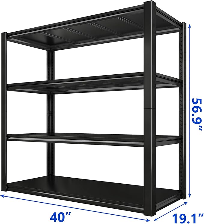 Raybee 40" W Garage Shelving 4 Tier Storage Shelves Heavy Duty Shelving 2000 LBS Adjustable Metal Shelves for Garage,Basement, Warehouse, 40" W x19 D x57 H