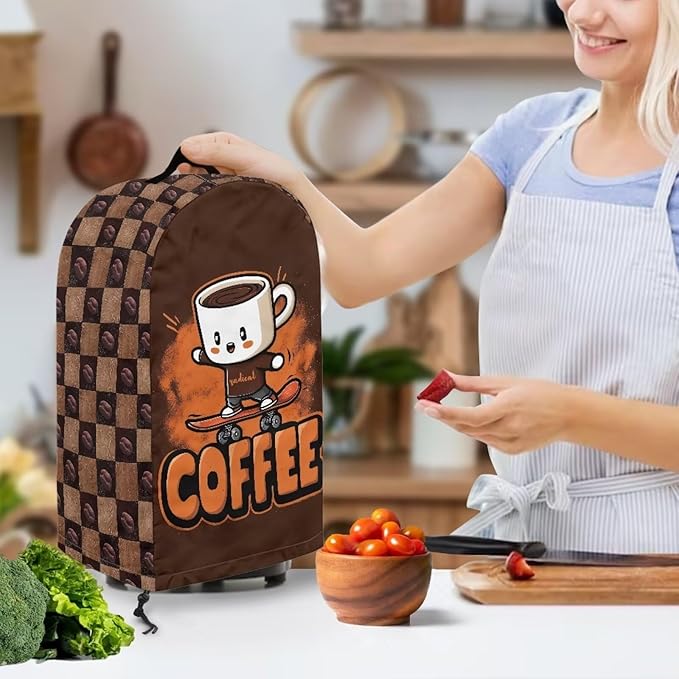 Skateboarding Coffee Cup Kitchen Blender Dust Cover Food Processor Dust Protection with Top Handle, Easy to Clean Small Appliance Coffee Maker Juicer Cover