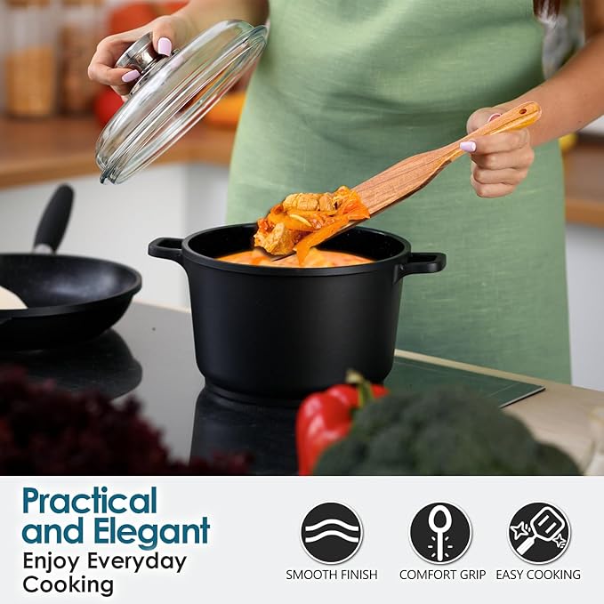 Wooden Spurtle Set, Spurtle Spatula, 8-Pcs Natural Acacia Wood Cooking Tools – Wooden Kitchen Utensils Set with Smooth Finish Comfort Grip, Nonstick Safe Non-Toxic Wood Cooking Spoons by HOWHONG