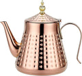 SANQIAHOME 1.2L(40oz) Stainless Steel Hammer Patterned Teapot With Removeable Infuser,Loose leaf cover,Copper