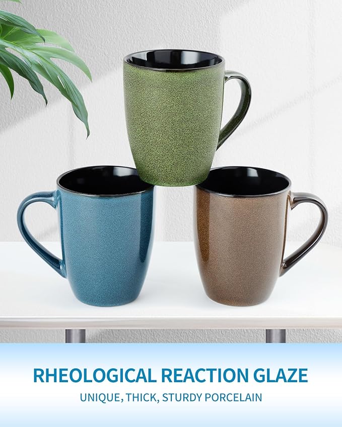 Ceramic Mugs 12oz,Large Ceramic Coffee Cups for Men, Women, Dad, Mom, Modern Coffee Mugs With Handle For Tea,Latte,Cappuccino,Cocoa. (Brown 1 Pack)