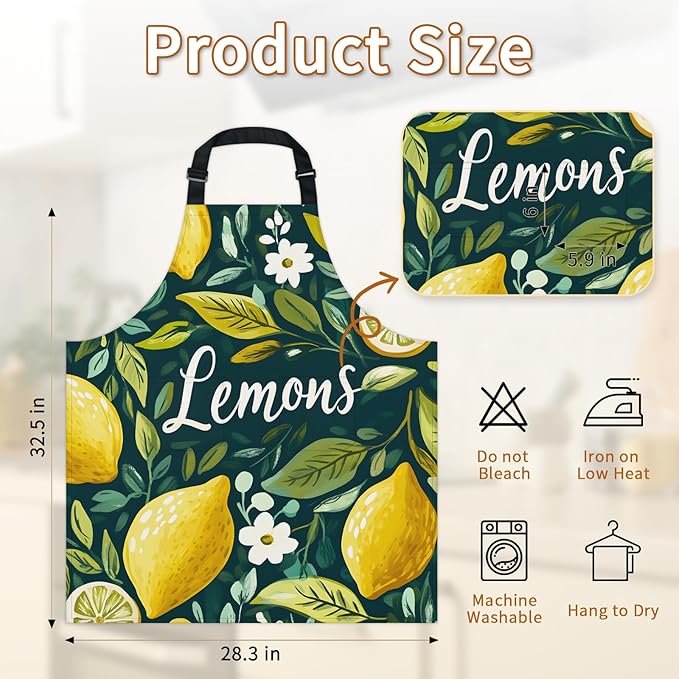 Kitchen Apron with Pockets,Adjustable Aprons for Women Men,Waterproof Chef Aprons for Cooking,BBQ,Gardening