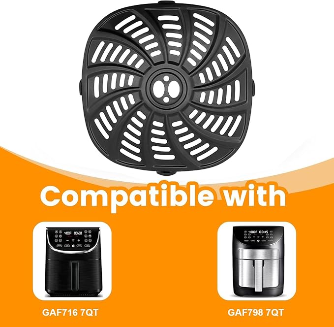 Air Fryer Grill Pan for Gourmia GAF716 GAF798 7QT AirFryer, Nonstick 8.97''*8.97'' Air Fryer Replacement Parts Accessories Rack Tray Grill Plate Crisper Plate，Dishwasher Safe
