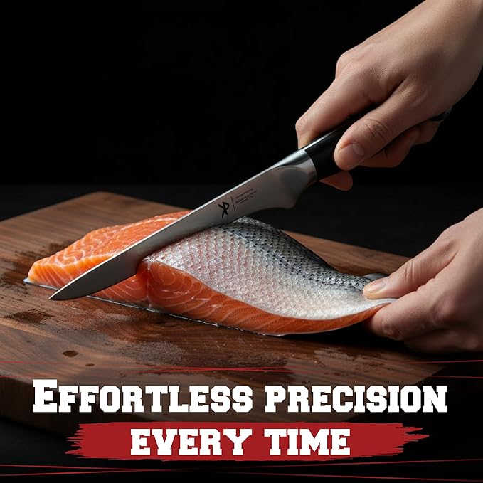 Kitchen perfection 6” Boning Knife for Meat Cutting & Filleting - Razor Sharp Premium German Steel Blade with Sheath - Full Tang Ergonomic Handle - Trim, Debone, Slice Meat Like a Pro- BBQ Men's Gift