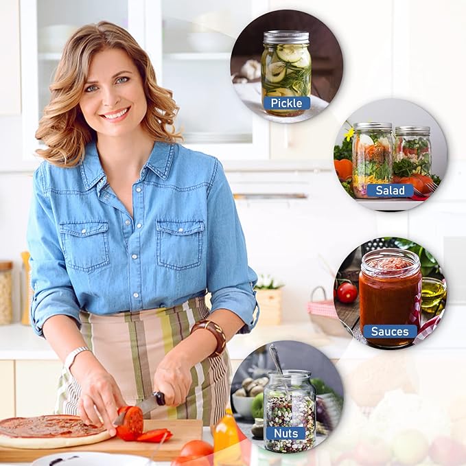 Mason Jar Vacuum Sealer Kit with Accessory Hose for Wide and Regular Mouth Jars, Manual Portable Vacuum Pump and Lid Opener