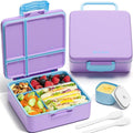 Fimibuke Bento Lunch Box for Kids, Leak Proof Toddler Bento Box with 4 Compartments BPA Free Dishwasher Safe Lunch Container with Utensils, Ideal Portion Sizes for Ages 3-12 Girls Boys for School