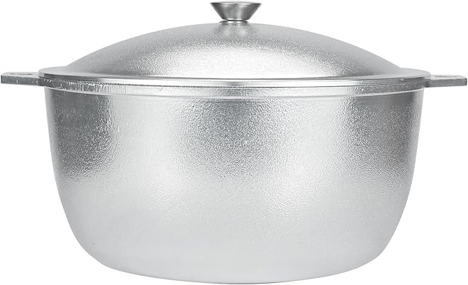 Traditional Cast Aluminum Pilaf Pot, Large Capacity, Coating-Free, Even Heat & Fast Cooking Dutch Oven with Lid for Searing, Stews & Rice (13L)