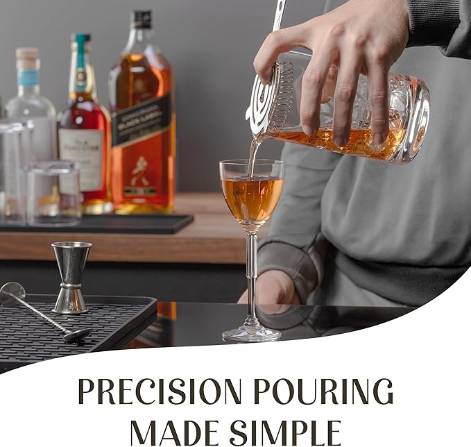 Mixology & Craft Cocktail Set - 8-Piece Bartender Kit with Mixing Glass Set, Japanese Jigger, Spoon, Muddler, and Strainer - Perfect for Old Fashioned Cocktails and Home Bars