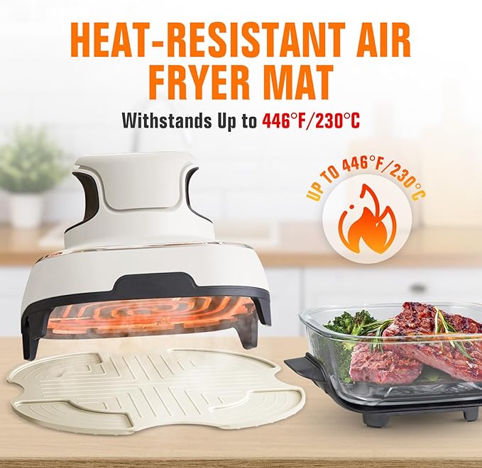 Silicone Heat Resistant Mat for Ninja Crispi Accessories, for Ninja Air Fryer Accessories Silicone Hot Pads for Kitchen Air Fryer Heat Resistant Trivet for Countertop(Beige)