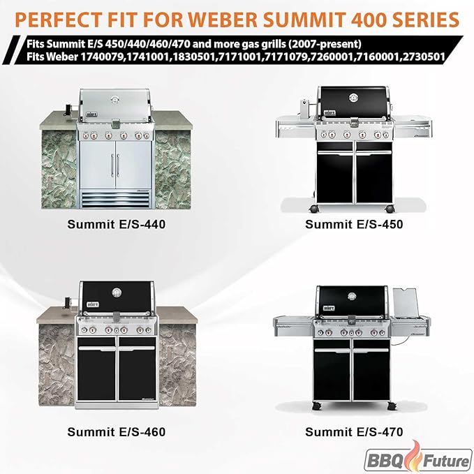 Full Size Griddle Insert for Weber Summit 400 Series E/S 450 440 460 470 Gas Grills With Smoker Box, Heavy Duty Flat Top with Spatula Set for Weber Grill Replacement Parts 67550