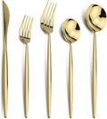 20-Pieces 18/10 Stainless Steel Silverware Set, Colorful Mirror Polishing Gold Flatware Set, Kitchen Knife Fork Spoon Utensils, Service for 4
