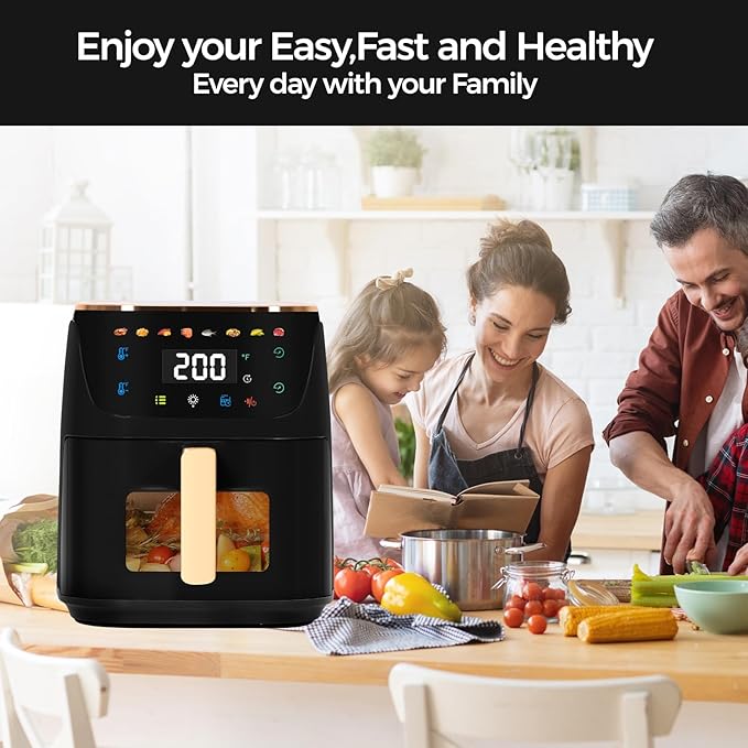 Panana Air Fryer, 8QT Large Capacity Air Fryer, Oilless Healty Cooker Airfryer Oven with 8 Presets, 1500W Air Fryers for Quick Meal, Home Use