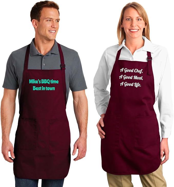 Custom Text Cooking & BBQ Apron – Personalized Chef or Grill Gift – Full Length (1-3 Lines)