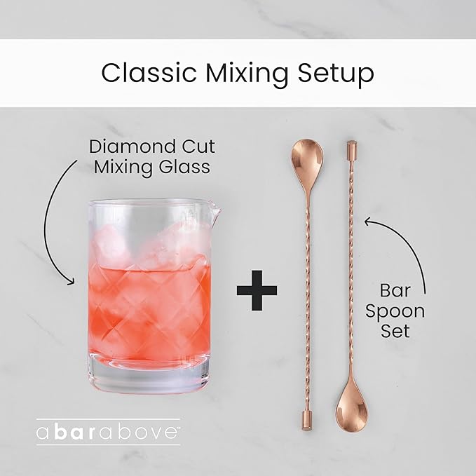 A Bar Above Cocktail Mixing Glass, Diamond Cut Crystal Stirring Pitcher, Thick Weighted Base for Stable Stirring, 18 Oz Drink Mixer, Bar Accessories, Ideal for Craft Cocktails at Home or Bars