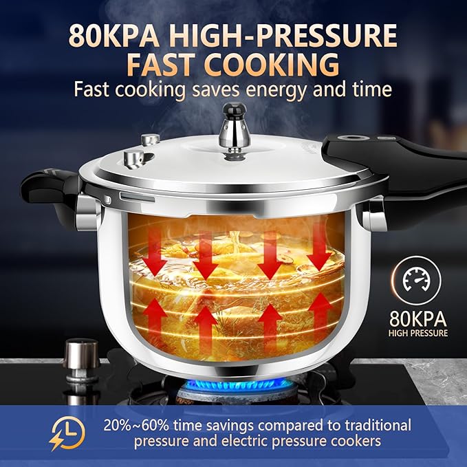Pressure Cooker Stainless Steel pressure cooker 8 qt Commercial Stove Top Pressure Cooker Pot, Compatible with Gas & Induction Cooker 8+ qt for canning stainless steel