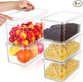 5 Pack Clear Storage Bins With Lids, Stackable Refrigerator Organizers Durable Plastic Food Containers Box for Pantry Cabinet Kitchen Fridge Fruits Vegetables Bathroom Small Items