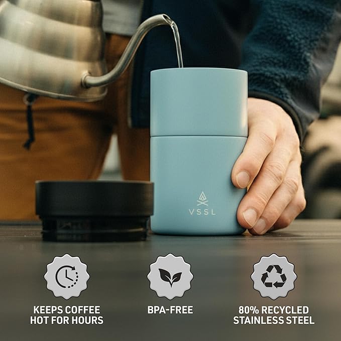 VSSL - Nest Pour Over Coffee Set | Coffee Maker for Camping | All-In-One Travel Pour Over | Transportable Dripper, 10oz Stainless Steel Travel Mug | Compact Storage & Adventure Ready | Everglade