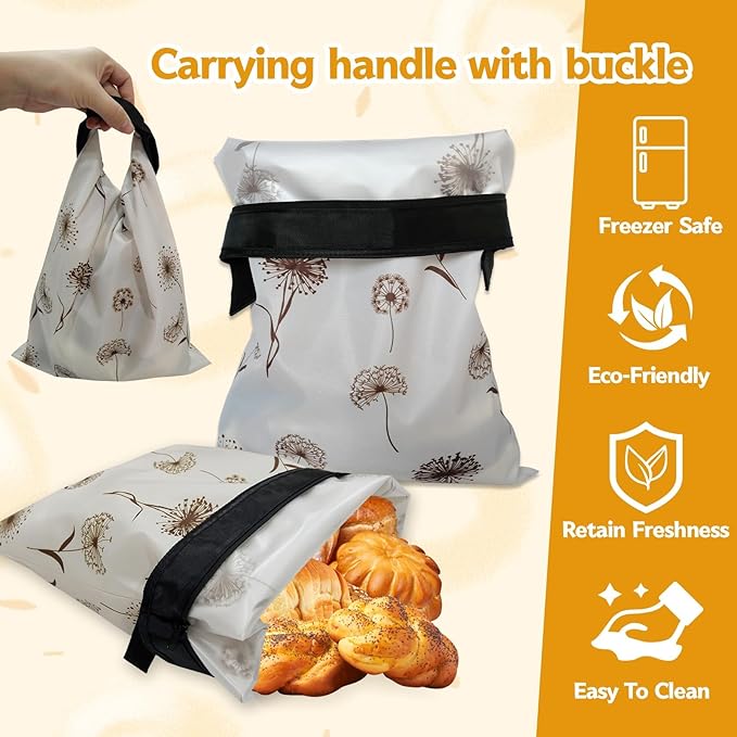 4 Pcs Reusable Beeswax Bread Bags for Homemade Bread 17" x12" Sourdough Storage Bags with Foodgrade TPU Lining Food Wraps to Keeping Fresh Loaf Fresh Freezer Baker Baking Supplies (Beige)