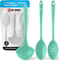 DI ORO Silicone Ladle & Spoons for Cooking – Large Kitchen Spoons for Mixing, Serving, & Stirring - Soup Ladle with Wide Bowl - High Heat Silicone Kitchen Utensils for Nonstick Cookware Safe (Mint)