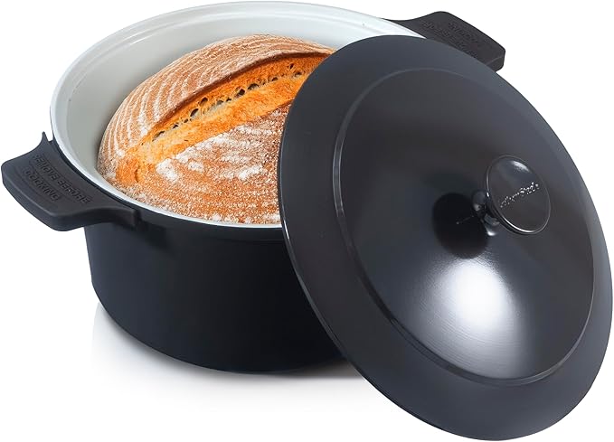 Gotham Steel 5 Qt Lightweight Dutch Oven Pot with Lid & Holders, Ceramic Non Toxic, Oven Safe & Even Heat Retaining Dutch Oven for Bread Baking Sourdough, Soup, Casserole, 70% Lighter than Cast Iron