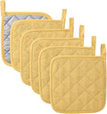 Kitchen Pot Holders Set Heat Resistant Pure Cotton Potholders Kit Trivets Large Coasters Hot Pads Terry Pot Holders for Everyday Cooking and Baking by 7 x 7 Inch Set of 6 Yellow