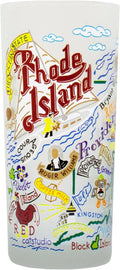 Catstudio Drinking Glass, Rhode Island Frosted Glass Cup for Kitchen, Drinking Glasses, 15oz Dishwasher Safe Tumbler for Rhode Island Lovers