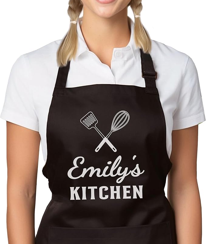 Personalized Aprons for Women with Pockets, Christmas Gifts for Mom and Women, Customized Baking Kitchen Gifts, Gift for Housewarming, Custom Chef Apron, Grilling Cooking Apron