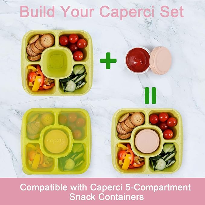 Caperci 6 Pack Salad Dressing Container To Go - 2.7oz Small Condiment Sauce Containers with Leakproof Lids for Bento Lunch Box, BPA-Free, Reusable (Vintage Colors)