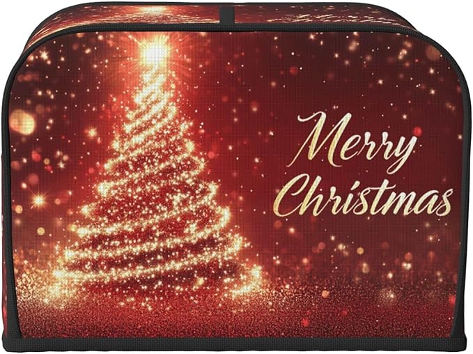 Toaster Cover 4 Slice Christmas Tree Xmas Red Kitchen Small Appliance Covers with Pockets Dust and Fingerprint Protection
