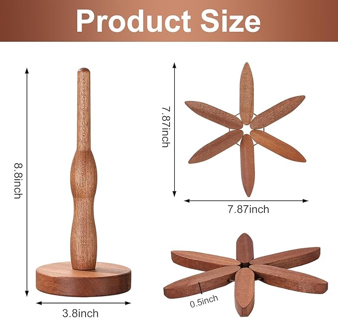 Wooden Trivets for Hot Dishes Mat Coasters Pot Plate Bowl Teapot for Kitchen Natural Foldable Stackable Christmas Tree Black Walnut Set of 4