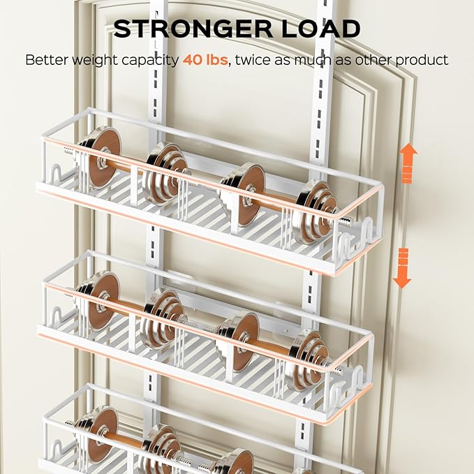 White 8-Tier Over The Door Pantry Organizer, Pantry Organization And Storage, Metal Hanging Spice Rack Shelves Door, Home & Kitchen Essentials, Laundry Room Bathroom Organization