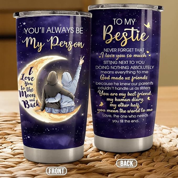 Best Friend Tumbler 20oz Stainless Steel Insulated Coffee Travel Mug Cup for BFF Bestie Female Friend Gifts for Birthday Christmas Friendship Day