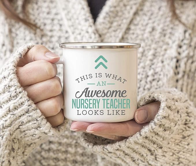 Andaz Press 11oz. Stainless Steel Campfire Coffee Mug, This Is What an Awesome Nursery Teacher Looks Like, 1-Pack, Birthday Gift Ideas for Coworker, Includes Gift Box