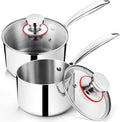 P&P CHEF 2 & 3 Quarts Tri-Ply Stockpot and Saucepan, Stainless Steel Sauce Pan with Lid, Cooking Induction Pot, Kitchen Cookware for All Stoves, Non-Toxic, Durable & Dishwasher Safe, 2 Pieces