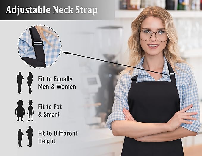RUVANTI Work Apron for Men, Oil & Water Repellent, Poly Cotton Cross Back Aprons for Women with Pockets, Adjustable up to XXL