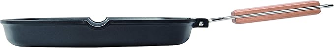 MasterPan Non-Stick Grill Pan Wooden, 11", Folding Handles