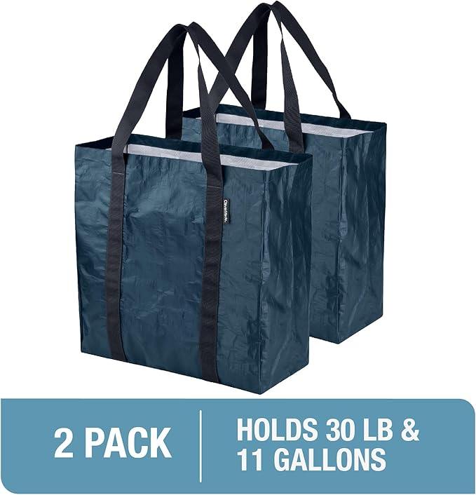 CleverMade Foldable Storage Container Bags, Pack of 2 Heavy Duty Plastic Reusable Oversized Packing, Under Bed or Duffel Storage Bins for Dorm Room Home Utility Laundry Grocery Shopping Travel