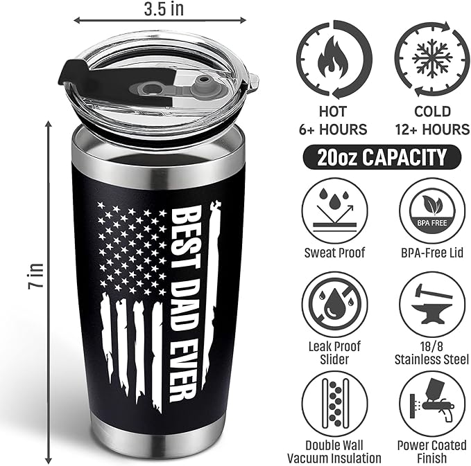 Christmas Gifts for Dad, Men - Gifts for Dad from Daughter, Son - Dads Birthday Gift Ideas, Happy Birthday gifts for Dads, Fathers - Best Dad Ever Gift, Present for dads - 20 Oz dad Tumbler