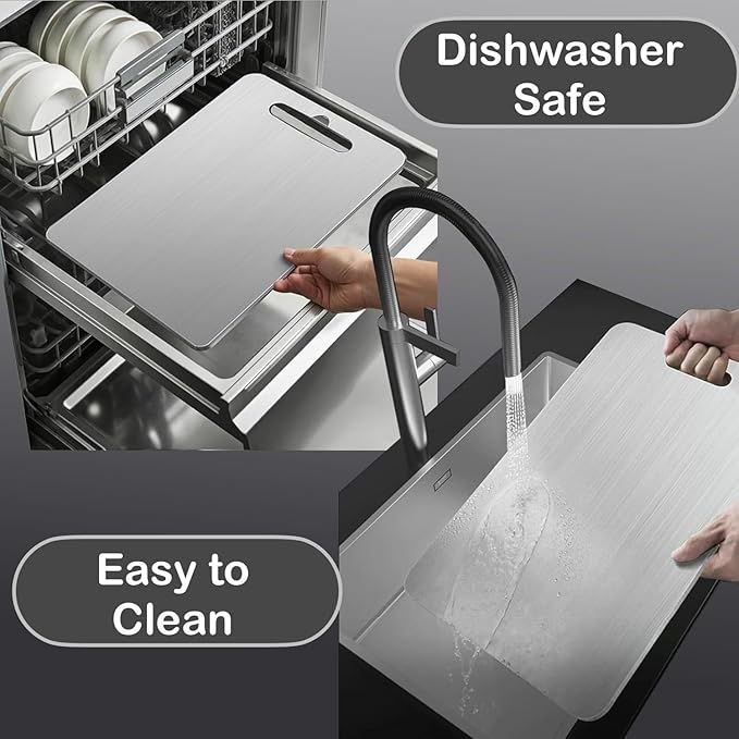 Titanium Cutting Board - Non Plastic Cutting Boards for Kitchen, Double Sided, Non Toxic Cutting Board, Durable, Dishwasher Safe Titanium Chopping Board for Meat, Fruit, and Vegetables