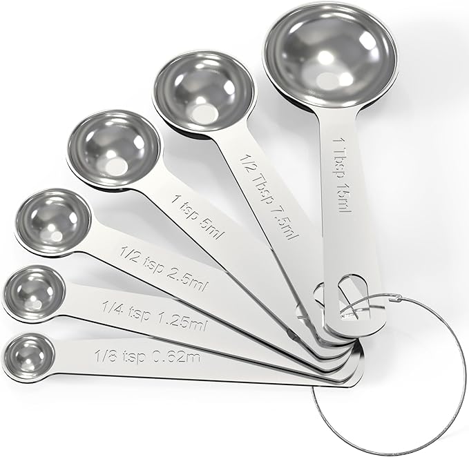 TILUCK Stainless Steel Measuring Spoons Set,Coffee Scoop Spoon,Kitchen Gadgets for Cooking & Baking,Set of (6)