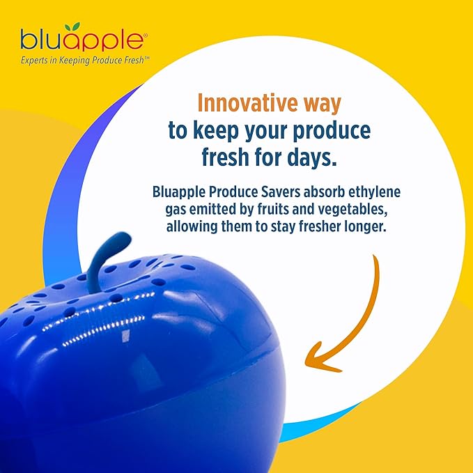 Bluapple Produce Saver Ethylene Gas Absorber & VeggieZips Ultimate Value Pack Produce Storage Preservation Kit - Keeps Fruit & Vegetables Fresher Longer, Regulates Humidity, & Reduce Waste